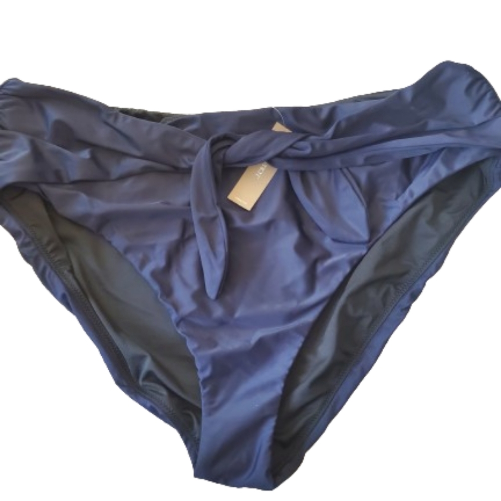 J.Crew plus front tie knot high rise bikini bottoms, 2XL, blue - Picture 4 of 11
